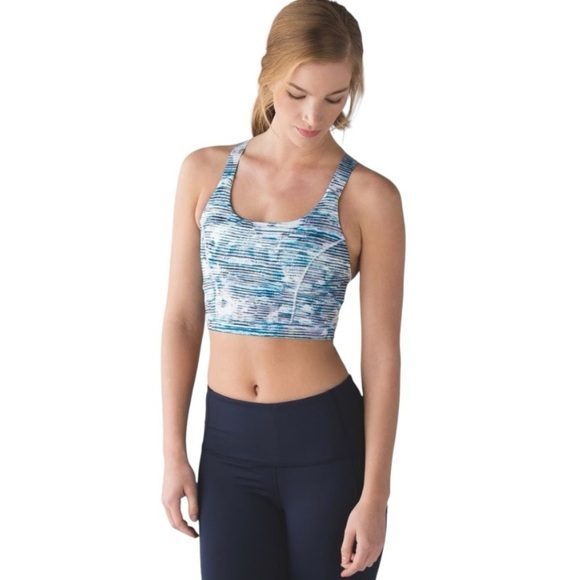 Lululemon Pure Practice Blurry Belle Blue Cross Back Sports Yoga Bra Women’s 6 - Picture 2 of 10